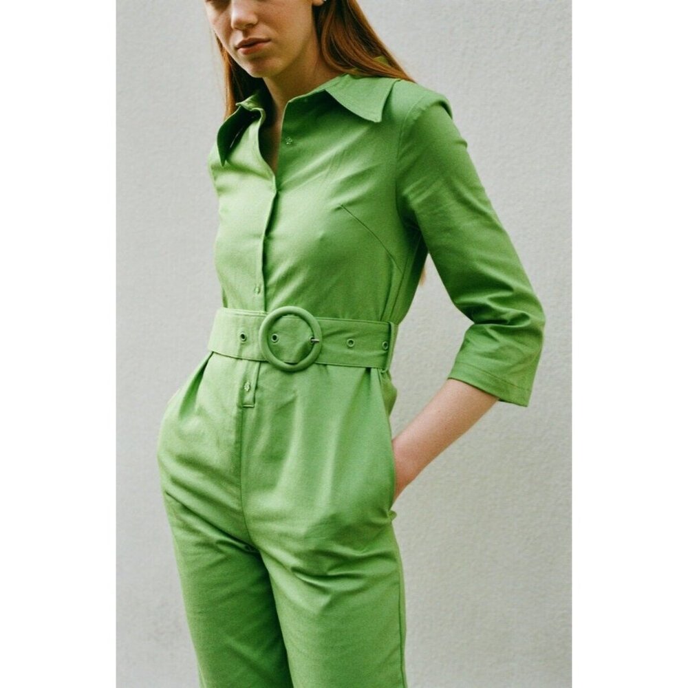 House of Sunny Golden Years Coveralls Grass Green SZ 4 Jumpsuit